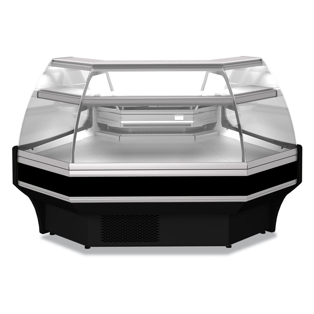 Angle ouvert 90°, ventilé, vitre basse, 3 faces – NOIR