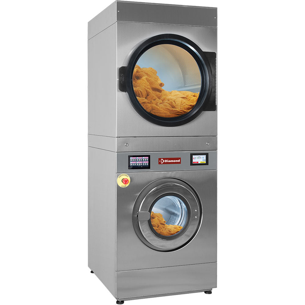 Lave-linge à super essorage 14 kg (électrique) + séchoir rotatif 14 kg (gaz) TOUCH SCREEN