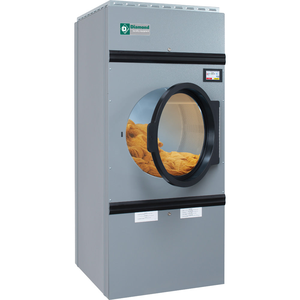 Séchoir rotatif gaz, capacité 14 kg, avec rotation alternée.