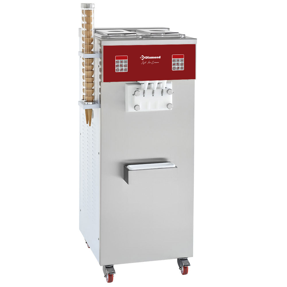 Machine Soft Ice Cream, 2 parfums + panaché, 30 Kg/h, condenseur air