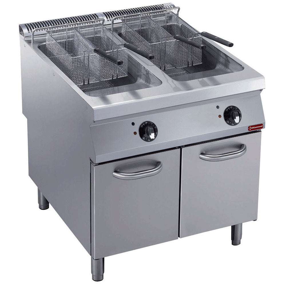 Friteuse électrique 2 cuves de 23 litres sur meuble