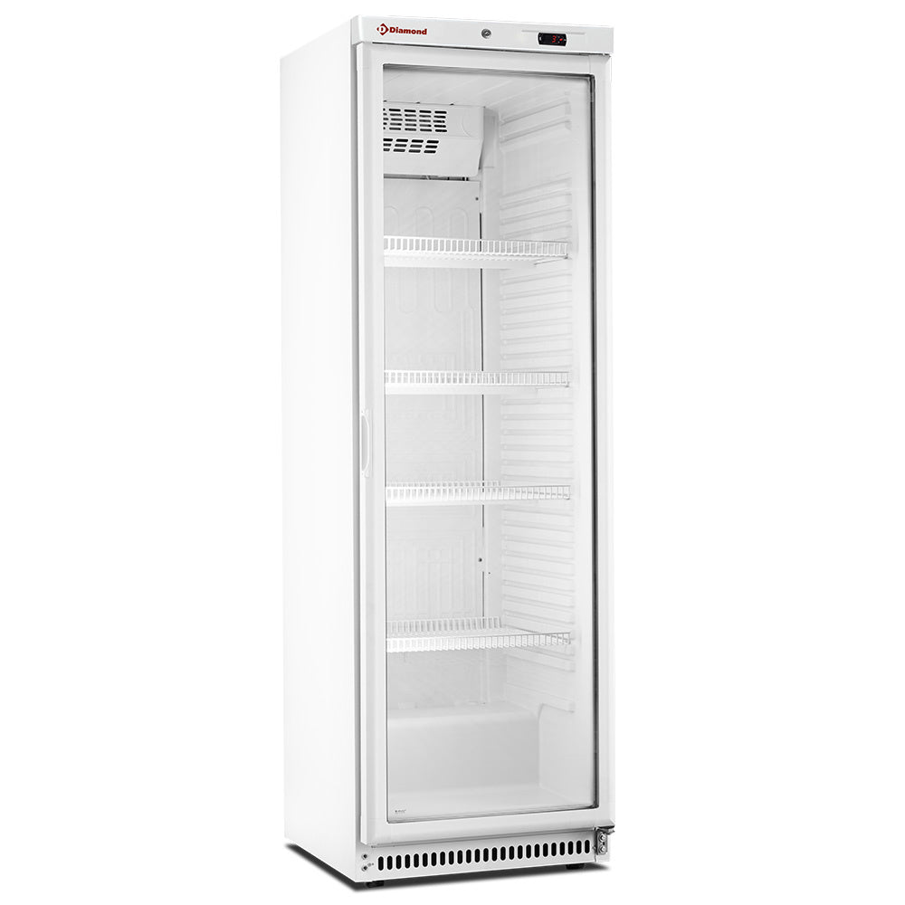 Armoire frigorifique, vitrée, ventilée, 400 Lit. blanc