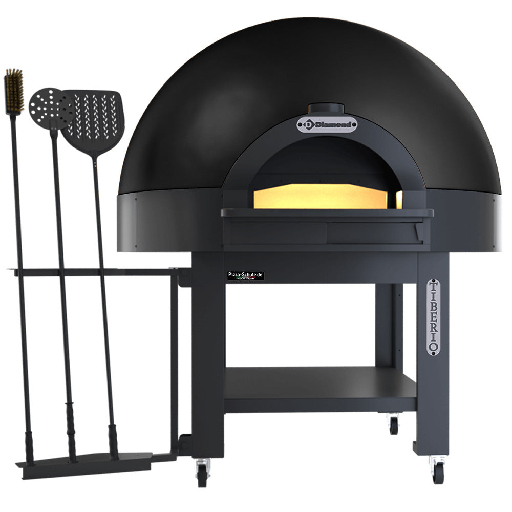 Four statique à cupole, sole fixe, 6 pizzas (Ø 33) avec support sur roues - BLACK