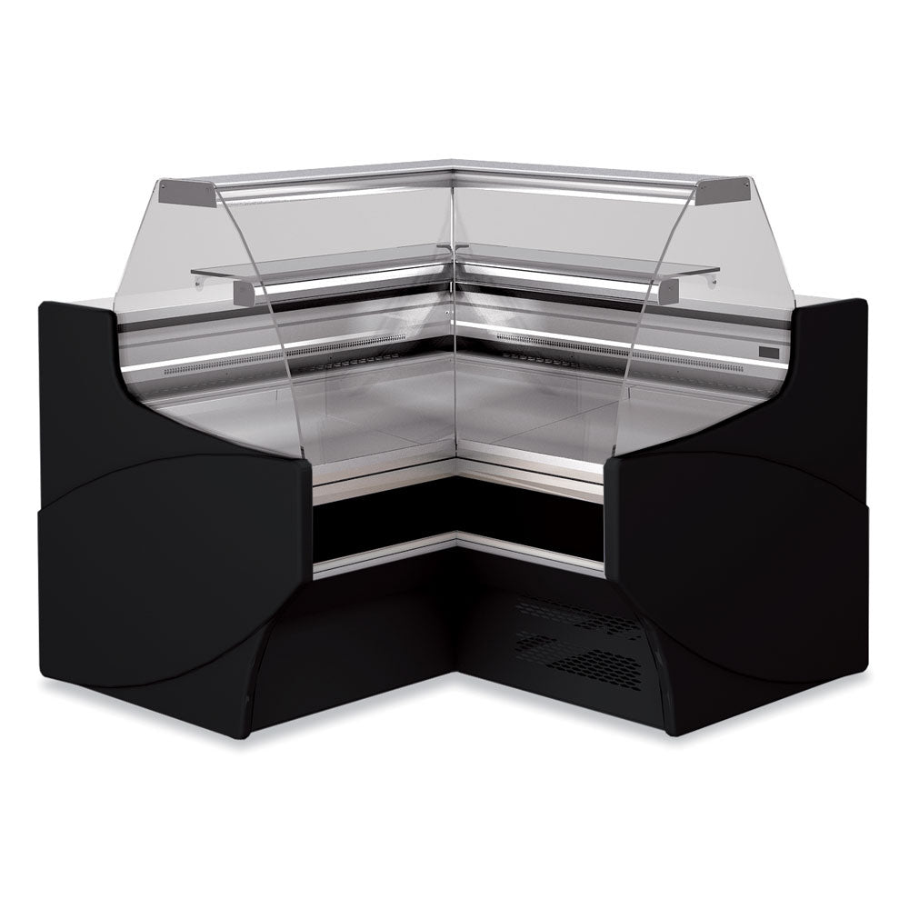 Angle fermé 90°, ventilé, vitre basse – NOIR